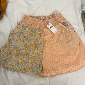 American Eagle Outfitters Orange Pink Asymmetrical Skater Mini Shorts